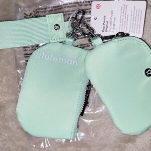 Lululemon Dual Wristlet Pouch MINT (Soft Blue/Green) Lime New W Tags.